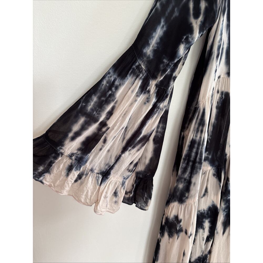 Young Fabulous & Broke Tie Dye V-Neck Bell Sleeve Tiered Mini Dress Size M